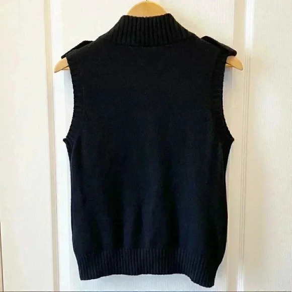 Pulse Sweater Vest Wool Cashmere Black Button Front Sleeveless Knit Size  Small - Picture 4 of 16